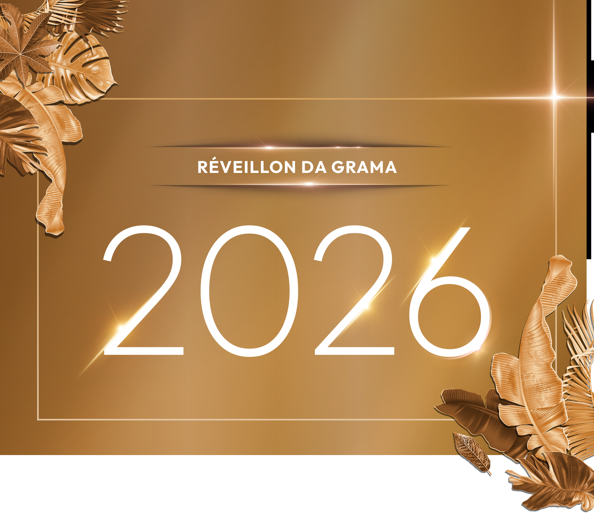 Folhas douradas do topo do site de ano novo do Fazenda da Grama